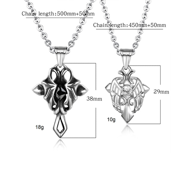 His & Hers Matching Set Demon and Angel Pendant Necklace Couple Jewelry Set-Couple Necklace-SunnyHouse Jewelry