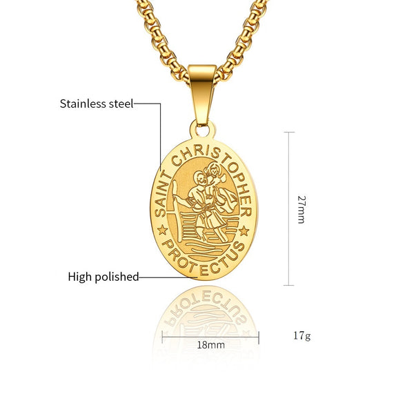 Men's Fashion Saint Christopher Pendant Necklace-Mens Pendant Necklace-SunnyHouse Jewelry