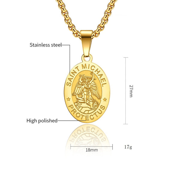 Men's Fashion Saint Michael Pendant Necklace-Mens Pendant Necklace-SunnyHouse Jewelry