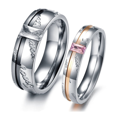 His & Hers Matching Set Simple Style Couple Rings Wedding Band Set-Couple Rings-SunnyHouse Jewelry