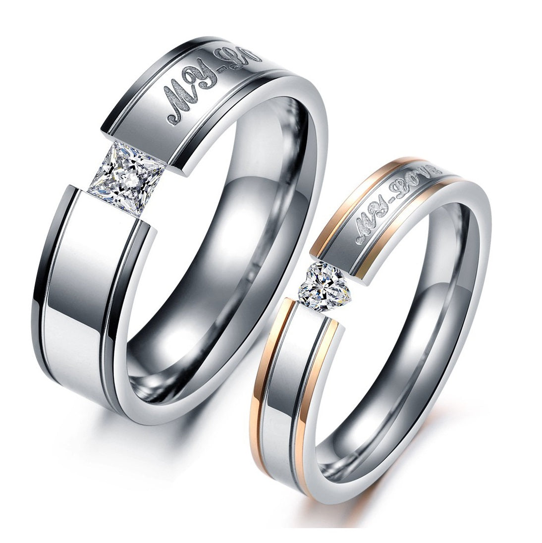 His & Hers Matching Set My Love Couple Rings Wedding Band Set-Couple Rings-SunnyHouse Jewelry