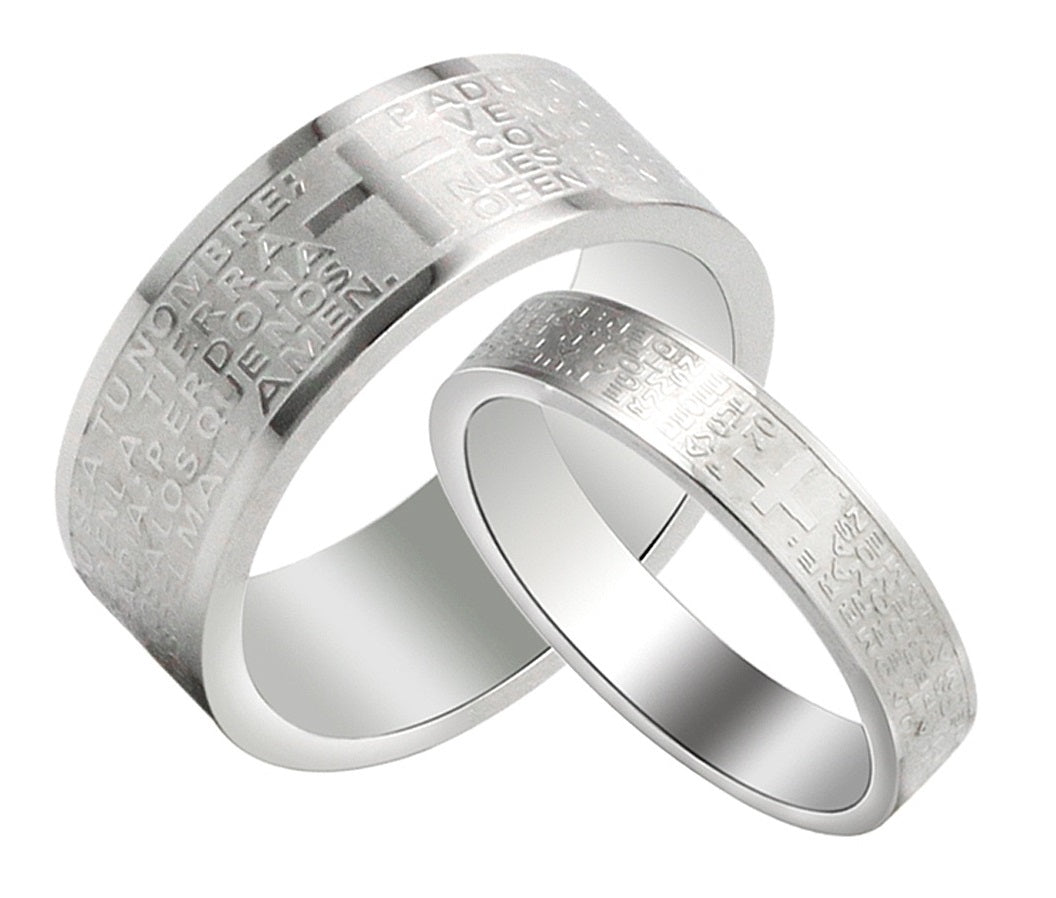 His & Hers Matching Set Bible Cross Couple Rings Wedding Band Set-Couple Rings-SunnyHouse Jewelry