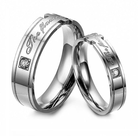 His & Hers Matching Set Flame of Love Couple Rings Wedding Band Set-Couple Rings-SunnyHouse Jewelry