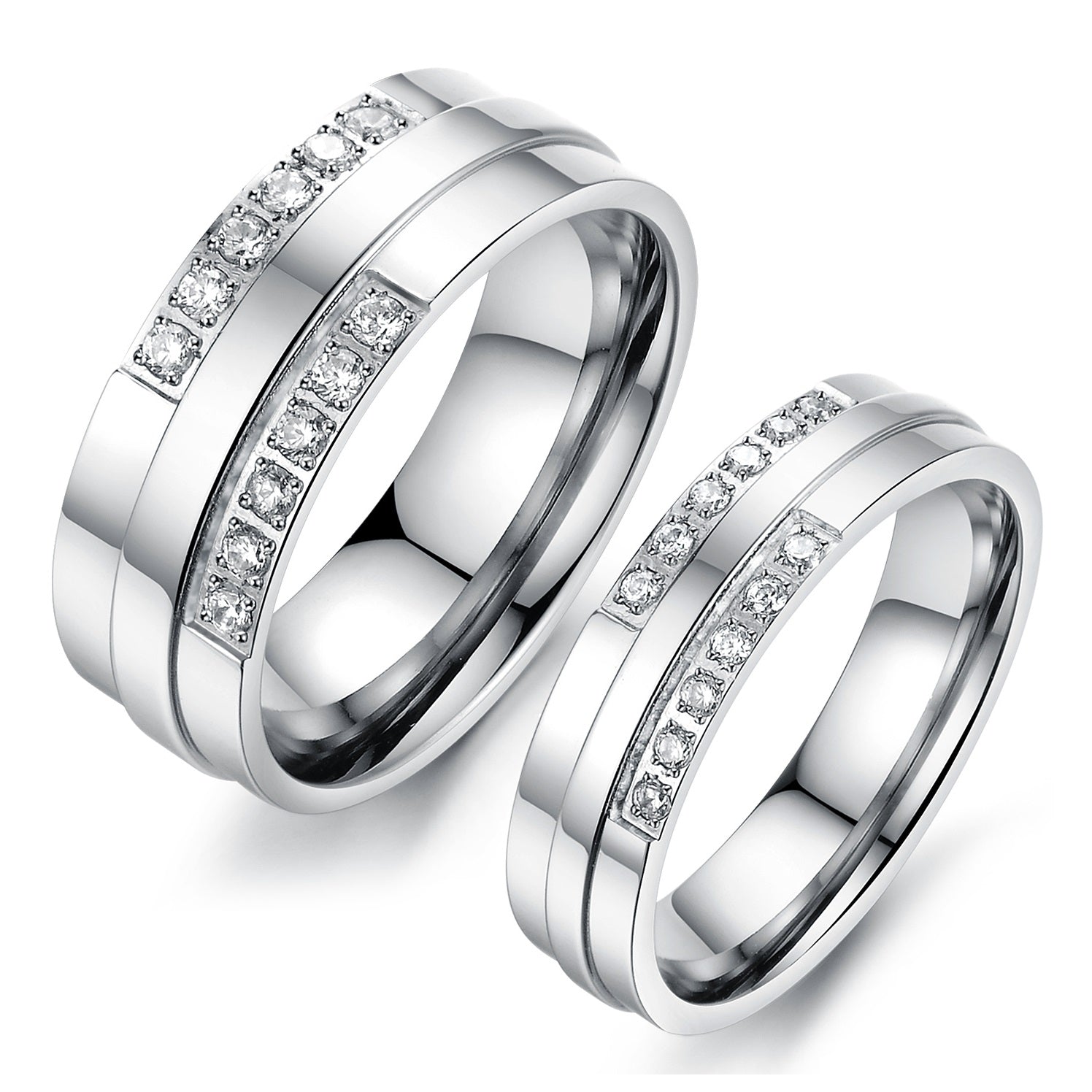 His & Hers Matching Set Simple Style Couple Rings Wedding Band Set-Couple Rings-SunnyHouse Jewelry