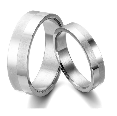 His & Hers Matching Set Block Style Couple Rings Wedding Band Set-Couple Rings-SunnyHouse Jewelry