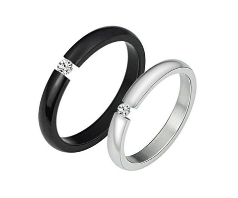 His & Hers Matching Set Simple Black and White Style Couple Rings, Wedding Band Set, Valentine, Anniversary, Wedding, Promise, Engagement Ring-Couple Rings-SunnyHouse Jewelry