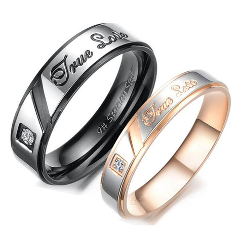 His & Hers Matching Set True Love Couple Rings, Wedding Band Set, Valentine, Anniversary, Wedding, Promise, Engagement Ring-Couple Rings-SunnyHouse Jewelry