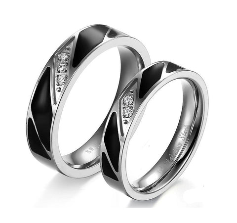 His & Hers Matching Set Blinking Style Couple Rings Wedding Band Set-Couple Rings-SunnyHouse Jewelry