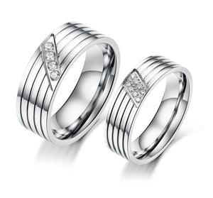 His & Hers Matching Set Simple Love Style Couple Rings Wedding Band Set-Couple Rings-SunnyHouse Jewelry