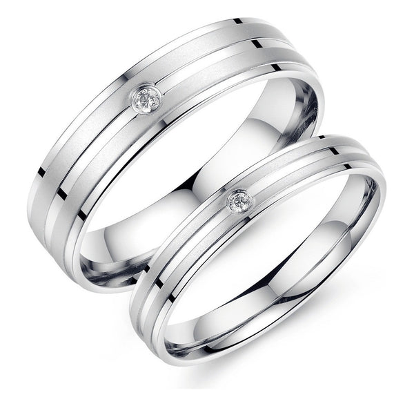 His & Hers Matching Set Simple Style Couple Rings Wedding Band Set-Couple Rings-SunnyHouse Jewelry