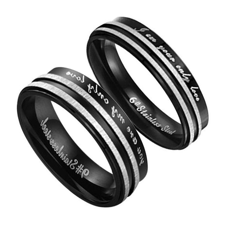 His & Hers Matching Set I am Your Only Love Couple Rings Wedding Band Set-Couple Rings-SunnyHouse Jewelry