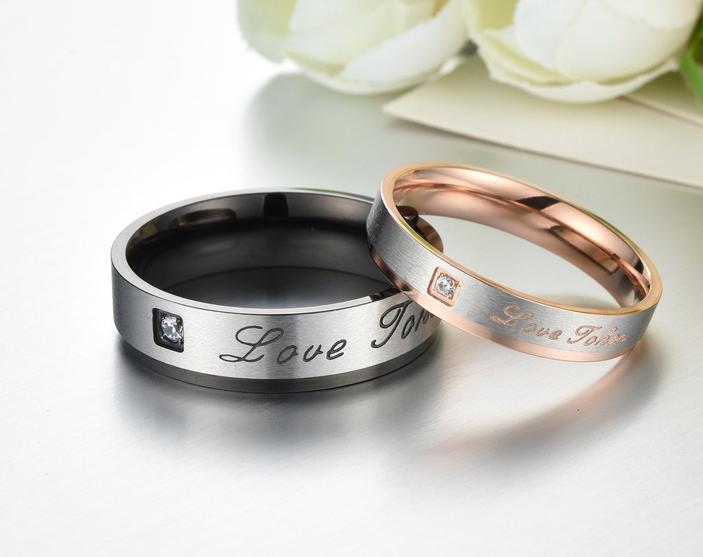 His & Hers Matching Set Love Token Couple Rings – SunnyHouse Jewelry