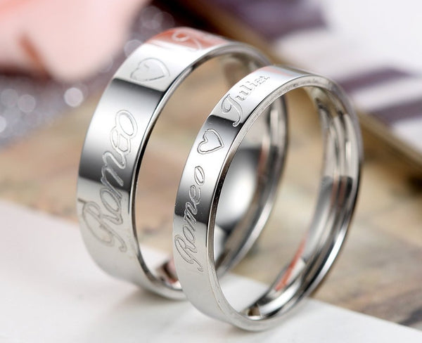 His & Hers Matching Set Romeo and Juliet Couple Rings, Wedding Band Set, Valentine, Anniversary, Wedding, Promise, Engagement Ring-Couple Rings-SunnyHouse Jewelry