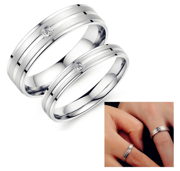 His & Hers Matching Set Simple Style Couple Rings Wedding Band Set-Couple Rings-SunnyHouse Jewelry