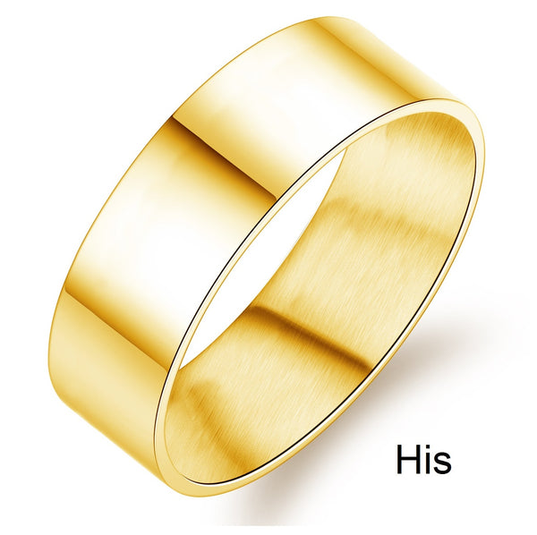 His & Hers Matching Set Simple Golden Style Couple Rings Wedding Band Set-Couple Rings-SunnyHouse Jewelry