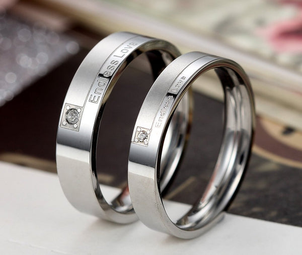 His & Hers Matching Set Endless Love Couple Rings, Wedding Band Set, Valentine, Anniversary, Wedding, Promise, Engagement Ring-Couple Rings-SunnyHouse Jewelry