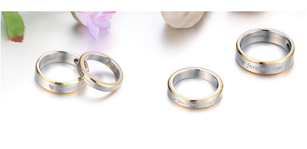 His & Hers Matching Set Forever Love Couple Rings, Wedding Band Set, Valentine, Anniversary, Wedding, Promise, Engagement Ring-Couple Rings-SunnyHouse Jewelry