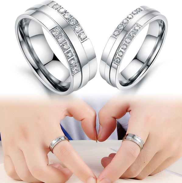 His & Hers Matching Set Simple Style Couple Rings Wedding Band Set-Couple Rings-SunnyHouse Jewelry