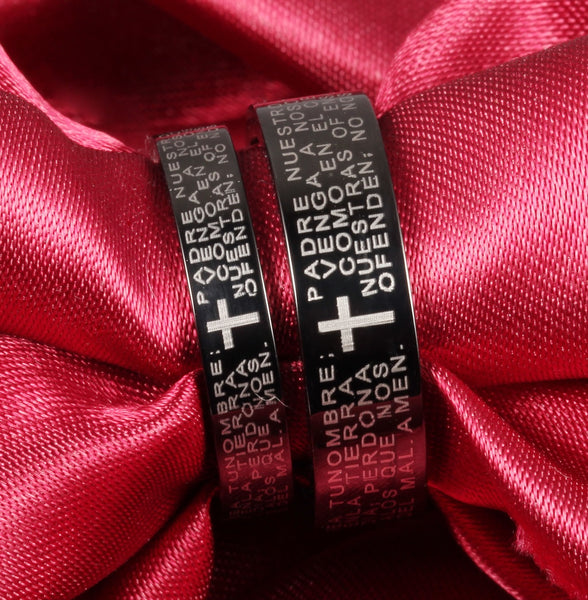 His & Hers Matching Set Bible Cross Couple Rings, Wedding Band Set, Valentine, Anniversary, Wedding, Promise, Engagement Ring-Couple Rings-SunnyHouse Jewelry