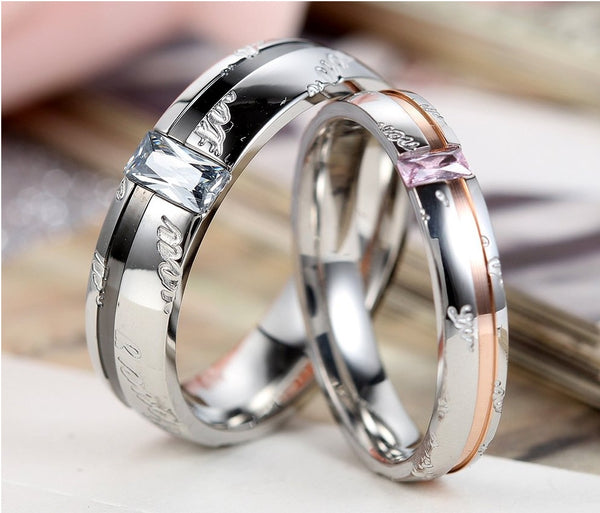 His & Hers Matching Set Simple Style Couple Rings Wedding Band Set-Couple Rings-SunnyHouse Jewelry