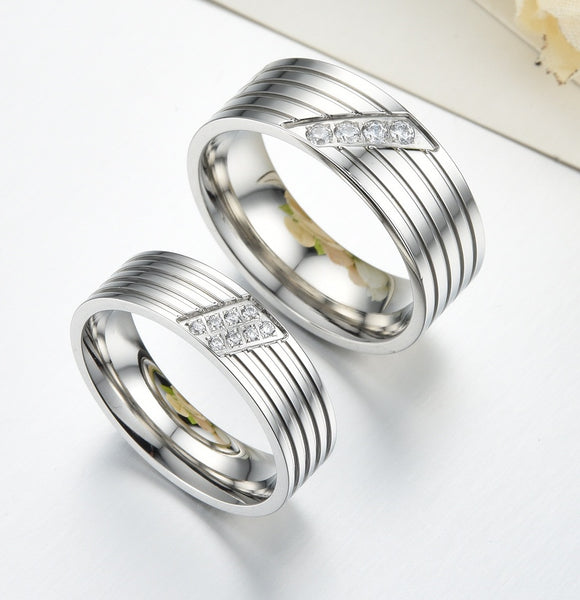 His & Hers Matching Set Simple Love Style Couple Rings Wedding Band Set-Couple Rings-SunnyHouse Jewelry