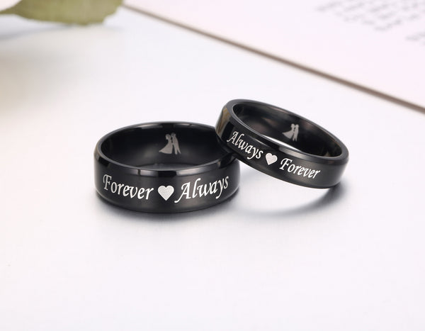 His & Hers Matching Set Always and Forever Couple Rings Wedding Band Set-Couple Rings-SunnyHouse Jewelry