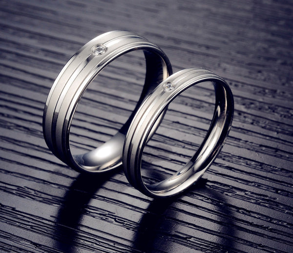 His & Hers Matching Set Simple Style Couple Rings Wedding Band Set-Couple Rings-SunnyHouse Jewelry