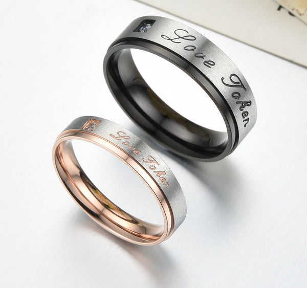 His & Hers Matching Set Love Token Couple Rings Wedding Band Set-Couple Rings-SunnyHouse Jewelry