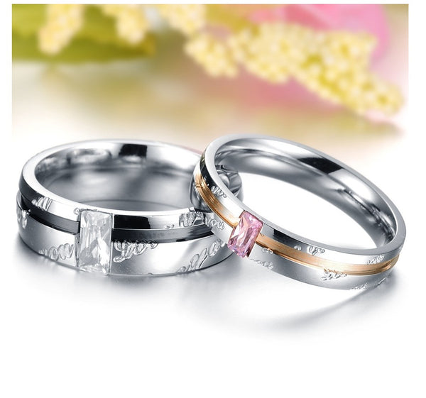 His & Hers Matching Set Simple Style Couple Rings Wedding Band Set-Couple Rings-SunnyHouse Jewelry