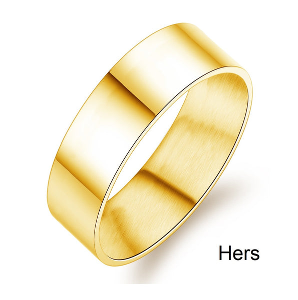 His & Hers Matching Set Simple Golden Style Couple Rings Wedding Band Set-Couple Rings-SunnyHouse Jewelry