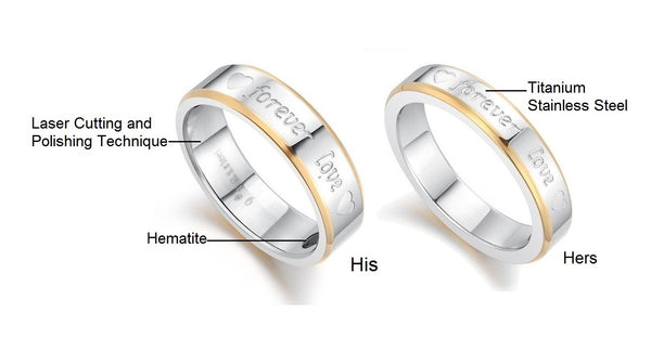 His & Hers Matching Set Forever Love Couple Rings, Wedding Band Set, Valentine, Anniversary, Wedding, Promise, Engagement Ring-Couple Rings-SunnyHouse Jewelry