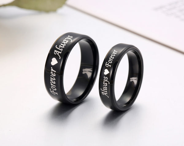 His & Hers Matching Set Always and Forever Couple Rings Wedding Band Set-Couple Rings-SunnyHouse Jewelry