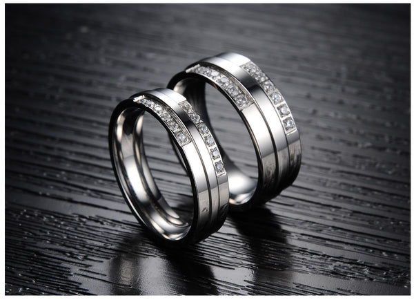 His & Hers Matching Set Simple Style Couple Rings Wedding Band Set-Couple Rings-SunnyHouse Jewelry