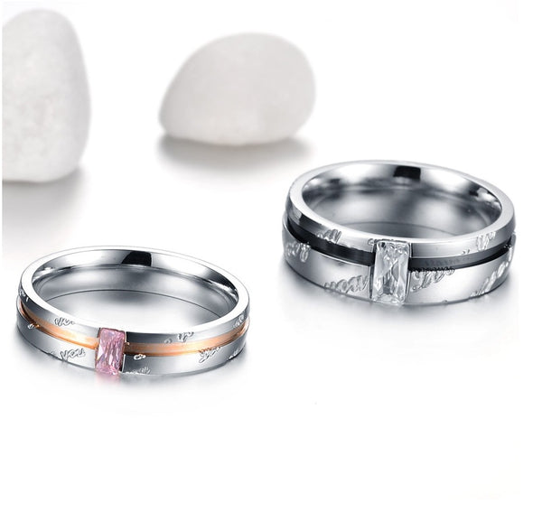 His & Hers Matching Set Simple Style Couple Rings Wedding Band Set-Couple Rings-SunnyHouse Jewelry