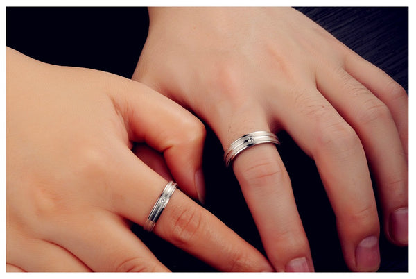 His & Hers Matching Set Simple Style Couple Rings Wedding Band Set-Couple Rings-SunnyHouse Jewelry