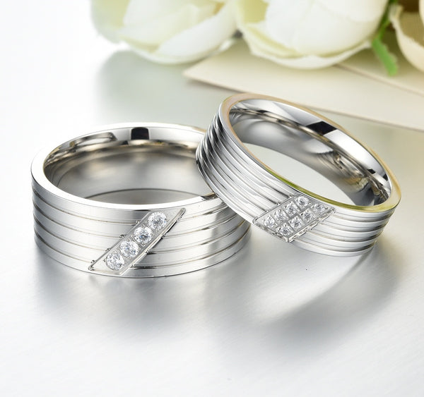 His & Hers Matching Set Simple Love Style Couple Rings Wedding Band Set-Couple Rings-SunnyHouse Jewelry