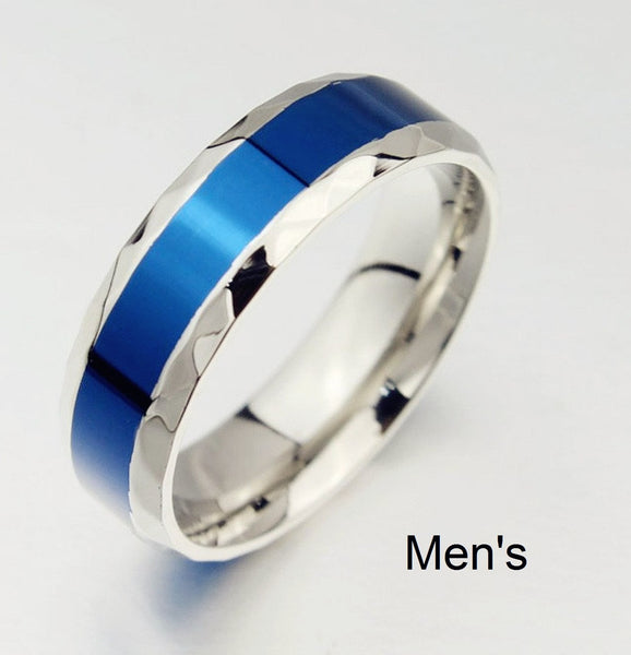 His & Hers Matching Set Blue Style Couple Rings, Wedding Band Set, Valentine, Anniversary, Wedding, Promise, Engagement Ring-Couple Rings-SunnyHouse Jewelry