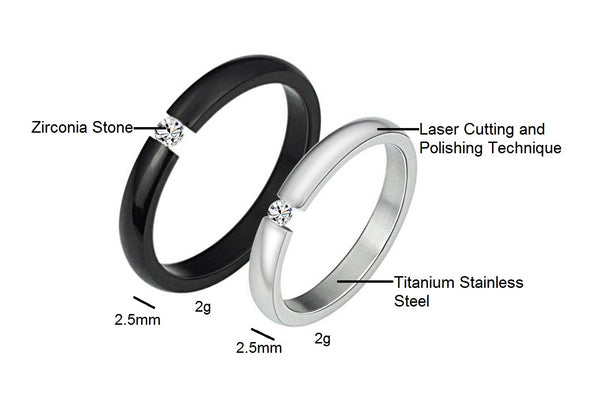 His & Hers Matching Set Simple Black and White Style Couple Rings, Wedding Band Set, Valentine, Anniversary, Wedding, Promise, Engagement Ring-Couple Rings-SunnyHouse Jewelry