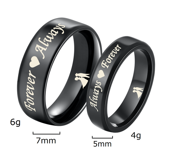 His & Hers Matching Set Always and Forever Couple Rings Wedding Band Set-Couple Rings-SunnyHouse Jewelry