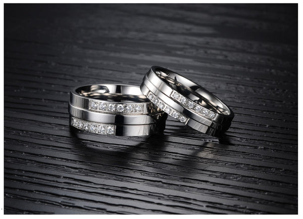 His & Hers Matching Set Simple Style Couple Rings Wedding Band Set-Couple Rings-SunnyHouse Jewelry