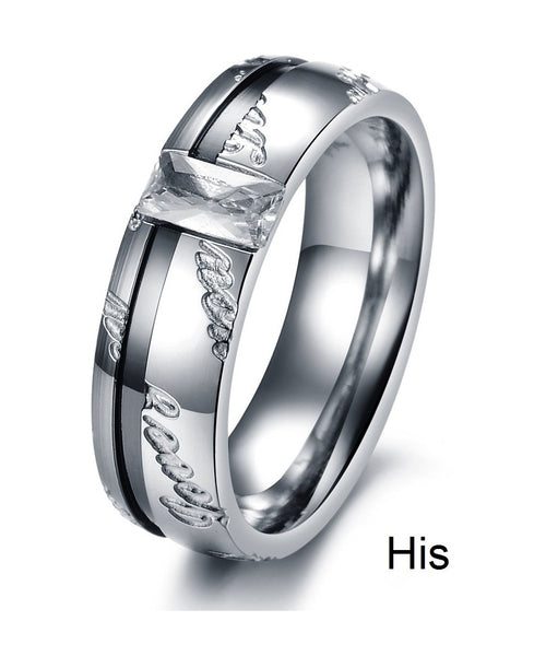 His & Hers Matching Set Simple Style Couple Rings Wedding Band Set-Couple Rings-SunnyHouse Jewelry