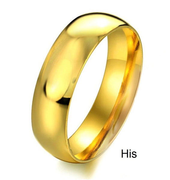 His & Hers Matching Set Golden Love Couple Rings Wedding Band Set-Couple Rings-SunnyHouse Jewelry