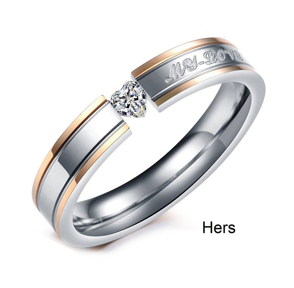 His & Hers Matching Set My Love Couple Rings Wedding Band Set-Couple Rings-SunnyHouse Jewelry