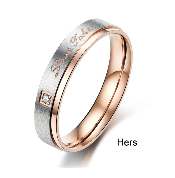 His & Hers Matching Set Love Token Couple Rings Wedding Band Set-Couple Rings-SunnyHouse Jewelry