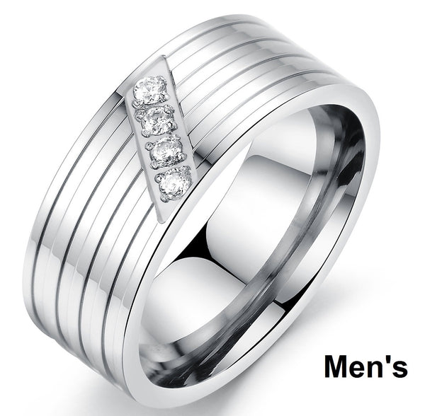 His & Hers Matching Set Simple Love Style Couple Rings Wedding Band Set-Couple Rings-SunnyHouse Jewelry