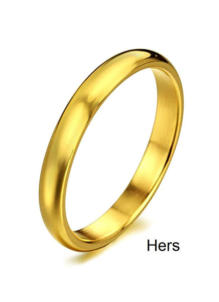 His & Hers Matching Set Golden Love Couple Rings Wedding Band Set-Couple Rings-SunnyHouse Jewelry