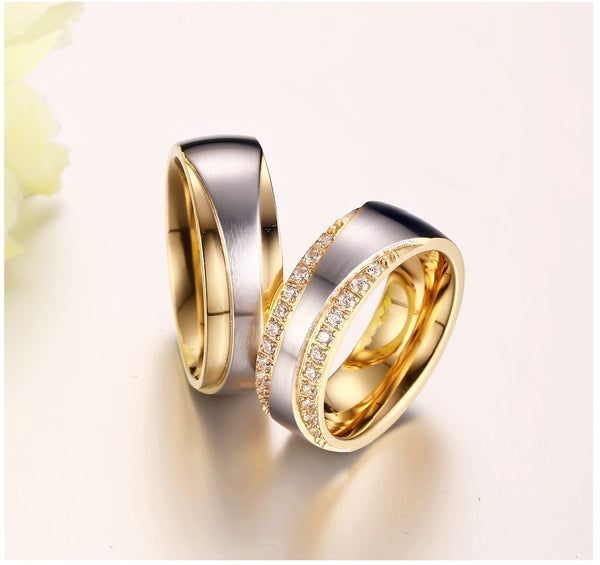 His & Hers Matching Set Strong Love Couple Rings, Wedding Band Set, Valentine, Anniversary, Wedding, Promise, Engagement Ring-Couple Rings-SunnyHouse Jewelry