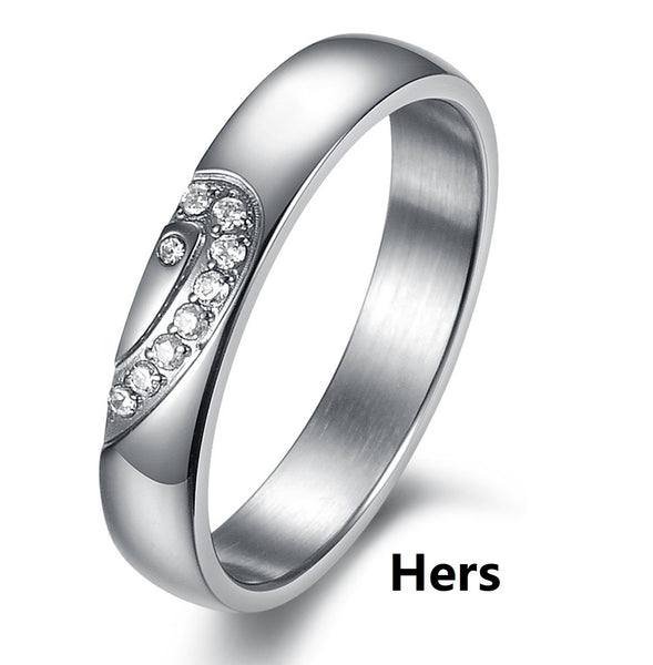 His & Hers Matching Set Heart with Heart Couple Rings Wedding Band Set-Couple Rings-SunnyHouse Jewelry