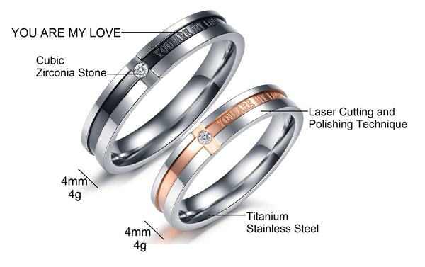 His & Hers Matching Set You Are My Love Couple Rings Wedding Band Set-Couple Rings-SunnyHouse Jewelry