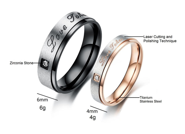 His & Hers Matching Set Love Token Couple Rings Wedding Band Set-Couple Rings-SunnyHouse Jewelry